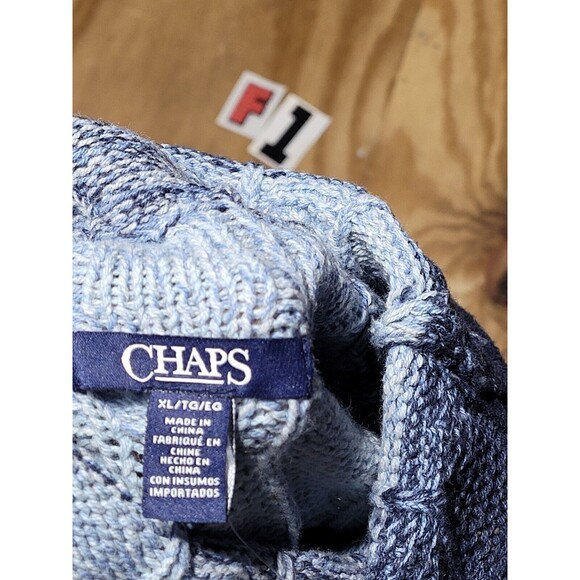 Chaps Striped Cowel Funnel Neck Cable Knit Sweater Blue Women XL @F1 - Picture 7 of 7